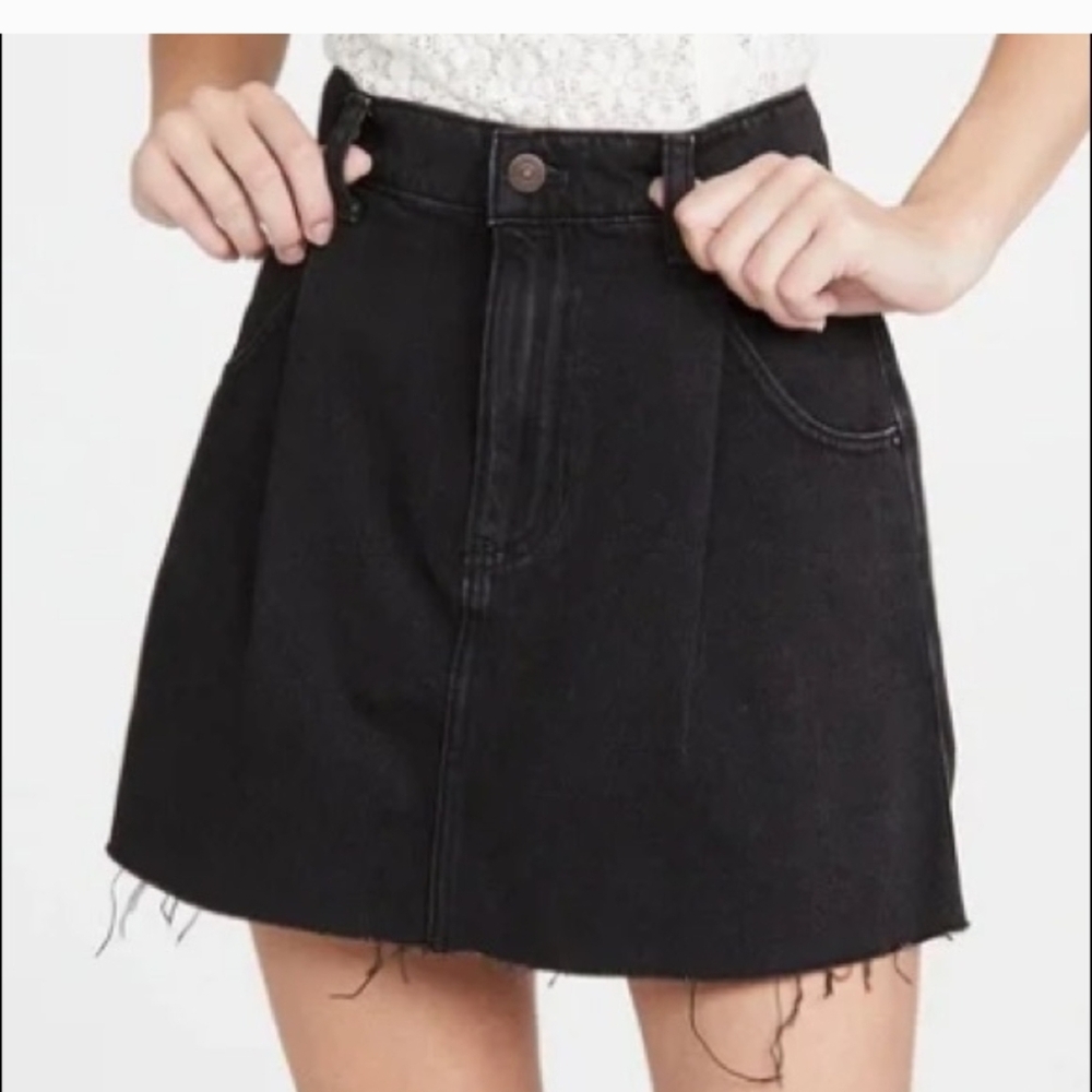 We The Free Black Frayed Hem Denim Mini Skirt Size 25